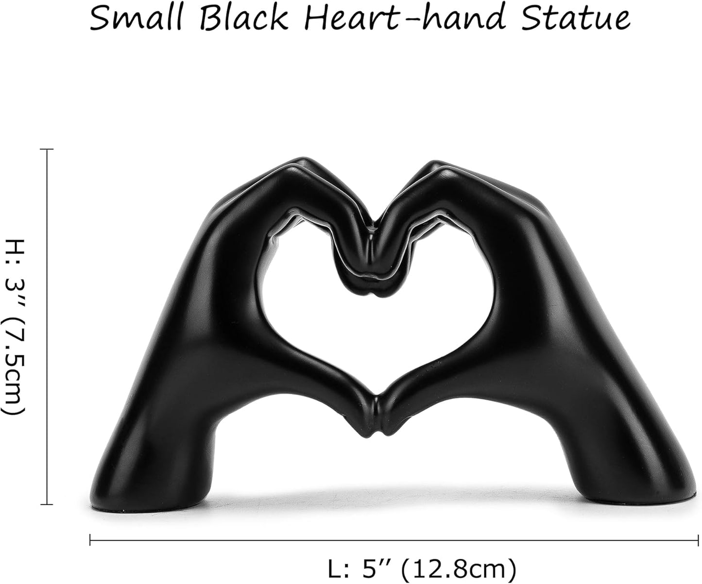 Small Black Heart-Hand Statue – Modern Resin Love Gesture Figurine