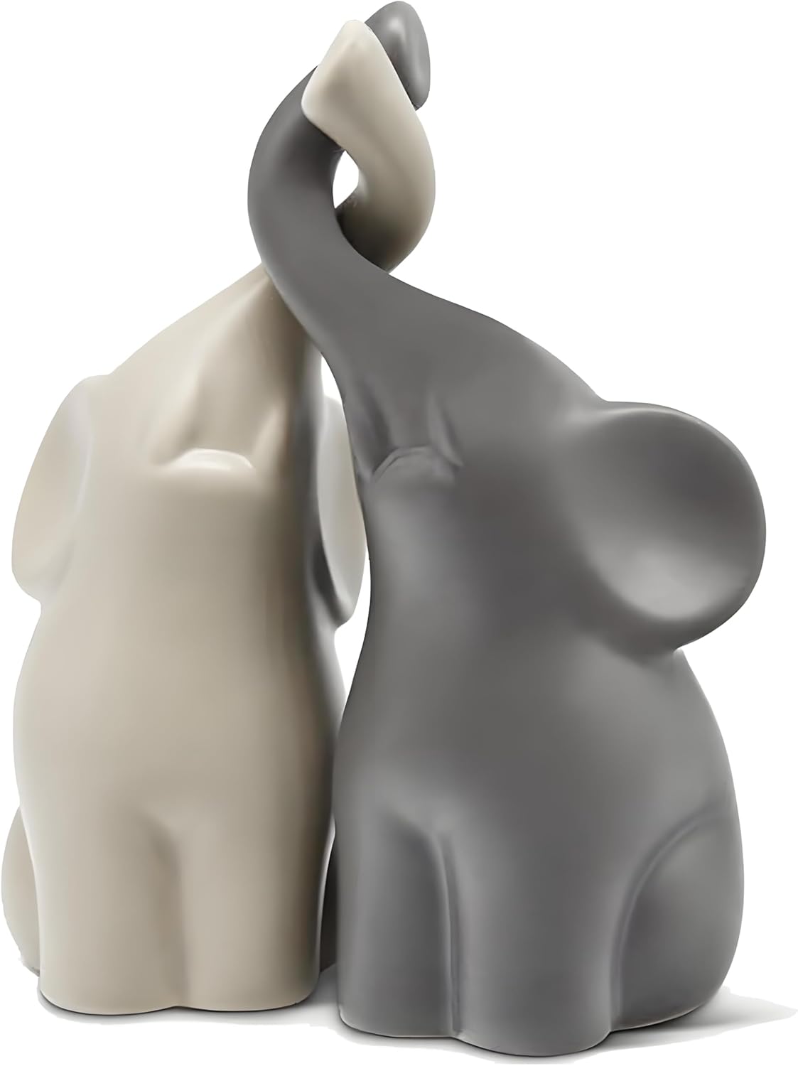 Nordic Resin Elephant Figurines – Set of 2 Minimalist Matte Sculptures for Modern Home Decor (6” Tall)