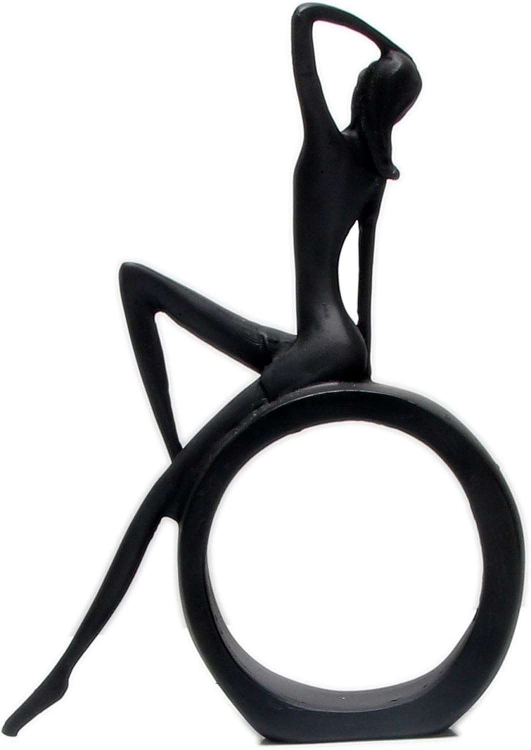 Modern Abstract Ring Sculpture Set – Minimalist Black Resin Figurines of Reader & Thinker for Home and Office Decor (Set of 2)