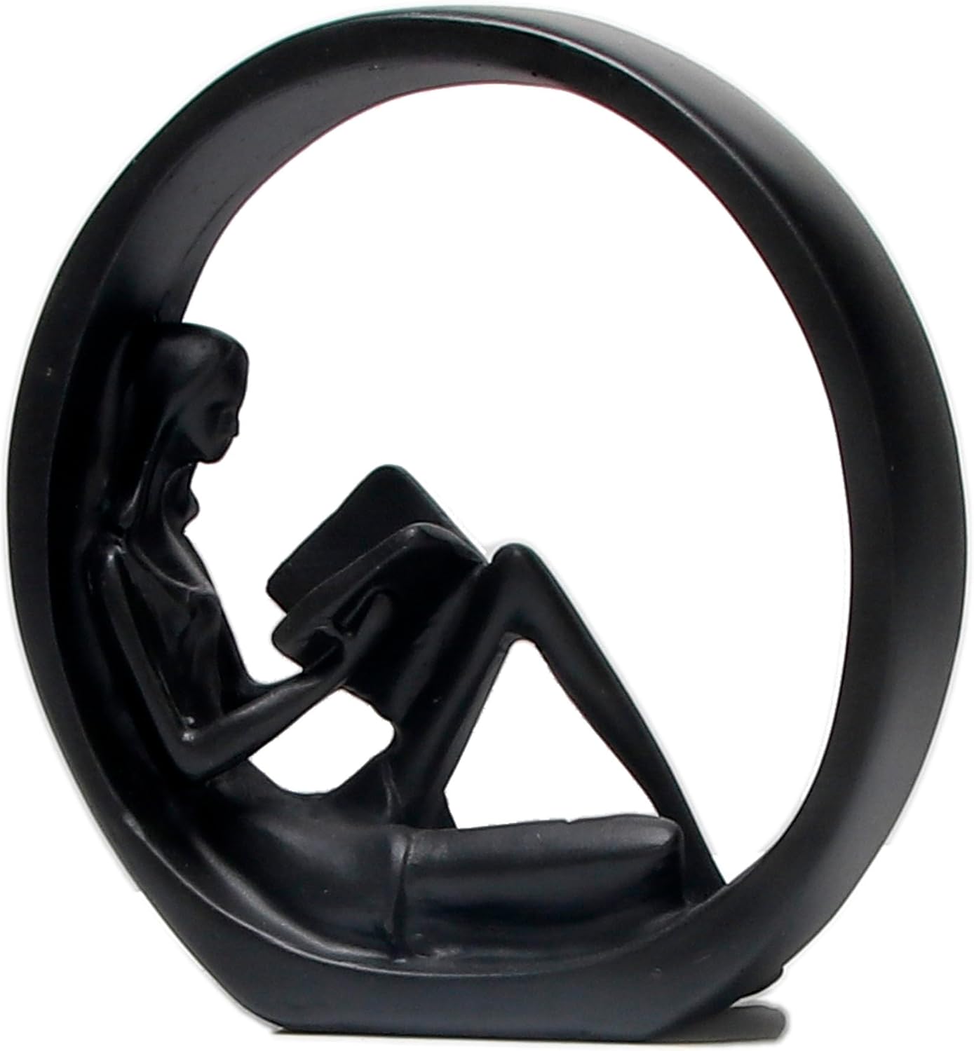 Modern Abstract Ring Sculpture Set – Minimalist Black Resin Figurines of Reader & Thinker for Home and Office Decor (Set of 2)