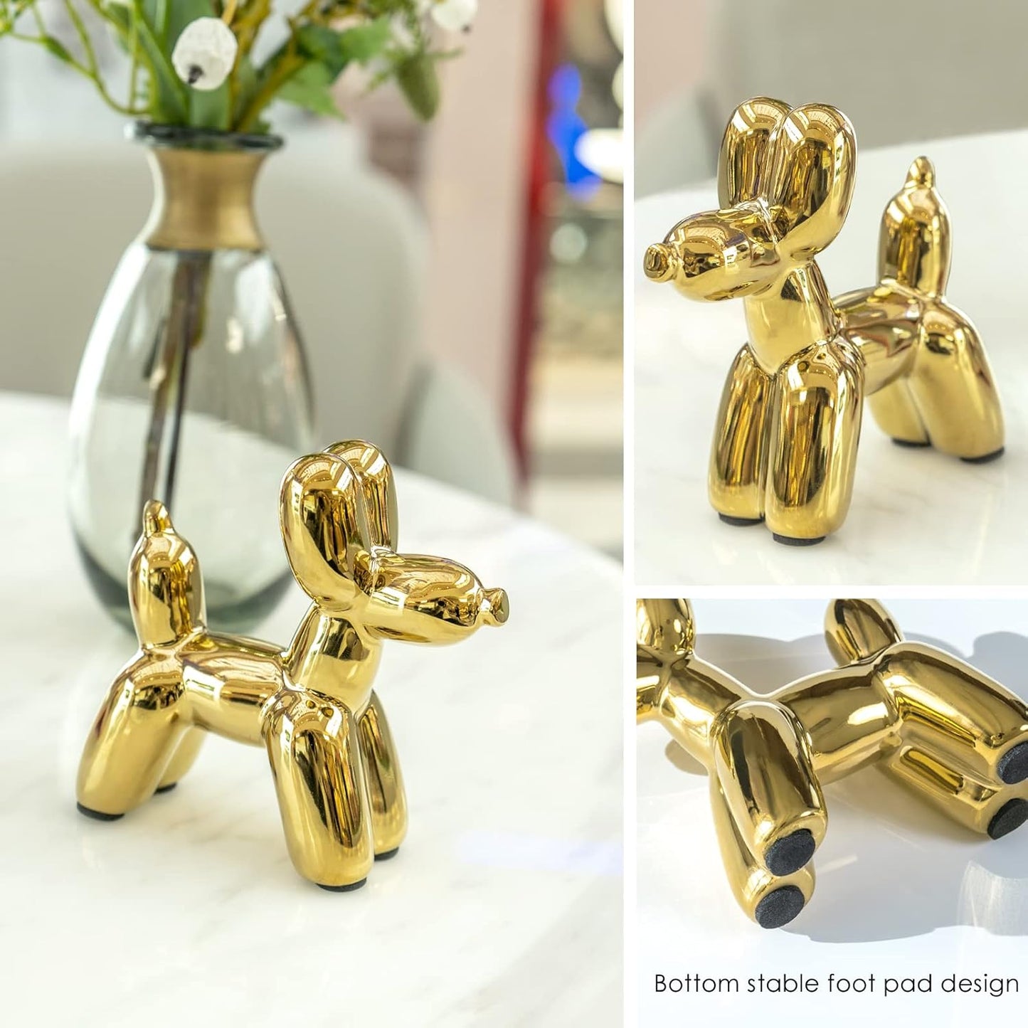 Balloon Dog Sculpture – Gold Resin Figurine for Modern Home & Office Decor
