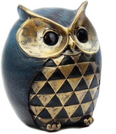 Vintage Owl Resin Figurine – Geometric Wise Owl Sculpture for Home & Office Décor