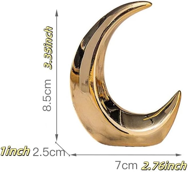 Golden Crescent Moon Decorative Sculpture – Minimalist Resin Ornament for Home, Desk, Shelf or Bedroom