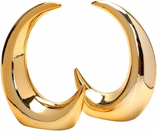 Golden Crescent Moon Decorative Sculpture – Minimalist Resin Ornament for Home, Desk, Shelf or Bedroom