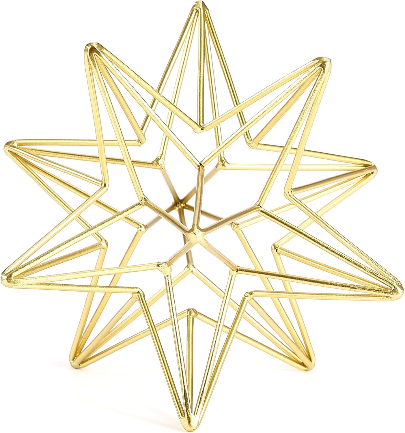 7" Gold Geometric Star Sculpture – Modern Metal Wire Decor for Home, Office, and Tabletop