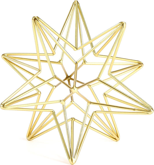 7" Gold Geometric Star Sculpture – Modern Metal Wire Decor for Home, Office, and Tabletop