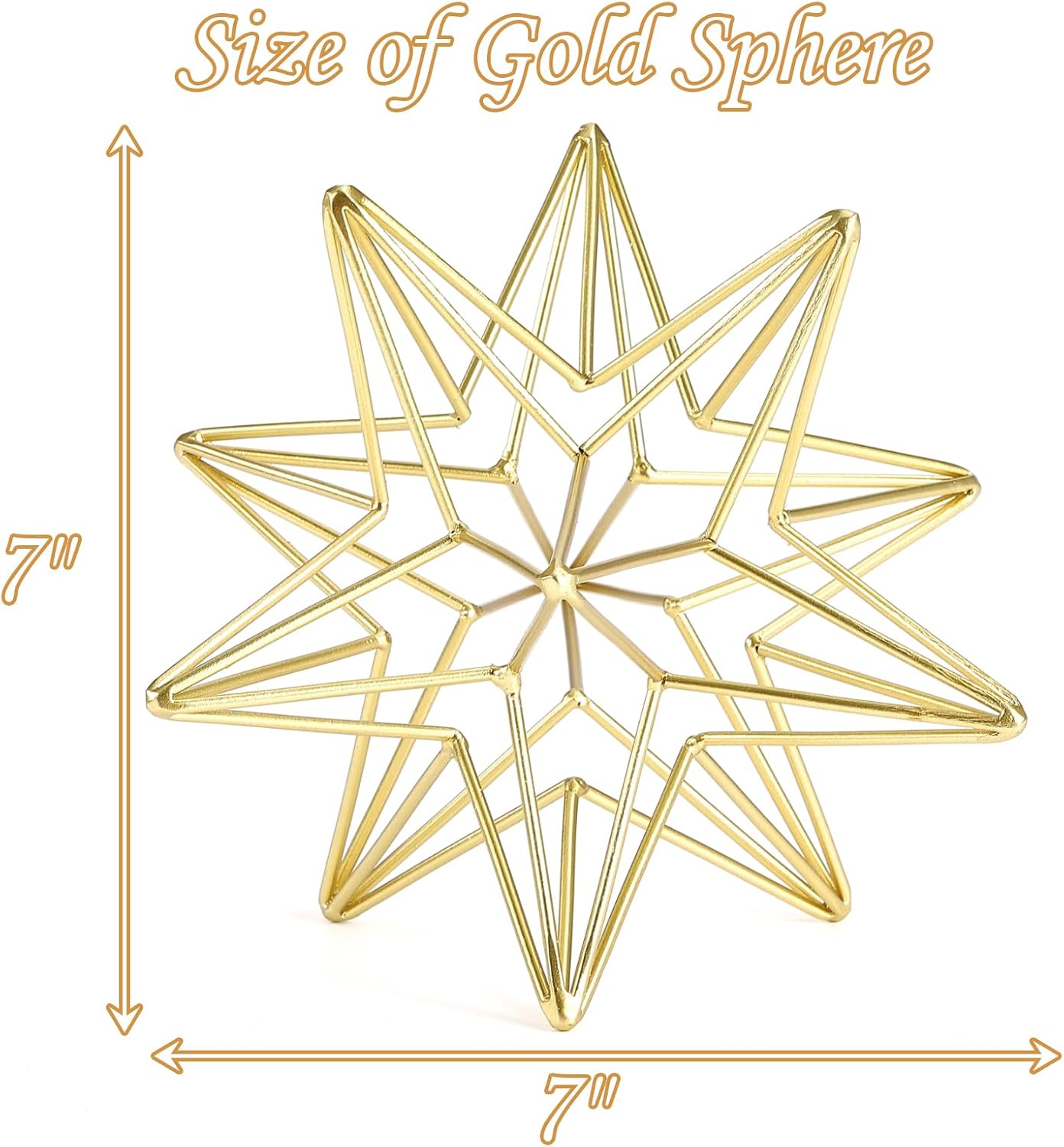7" Gold Geometric Star Sculpture – Modern Metal Wire Decor for Home, Office, and Tabletop