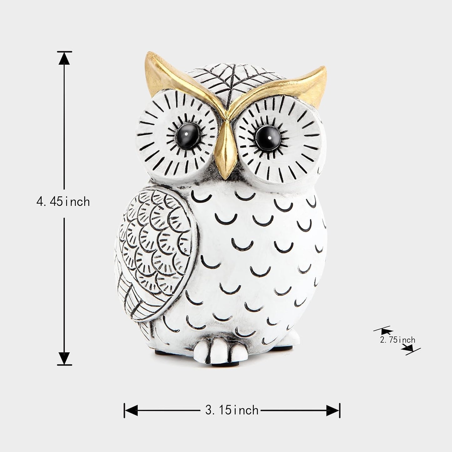 Nordic White & Gold Resin Owl Figurine – Abstract Home Decor Sculpture for Bookshelf, Desk, Living Room